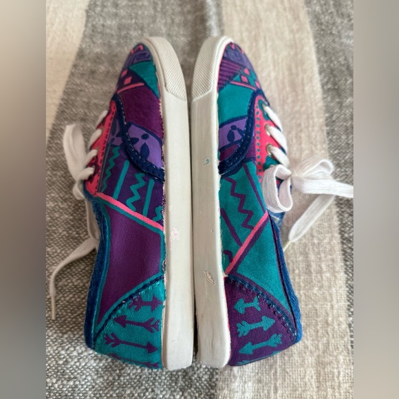 Hand Painted Women SZ 6 Art to Wear Colorful Lace Up Sneakers One of a Kind New - Picture 6 of 10